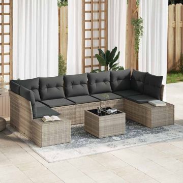 vidaXL Sodo Sofų Rinkinys 8 pcs Šviesiai pilka ir tamsiai pilka
