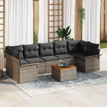vidaXL Sodo Sofų Rinkinys su saugykla 8 pcs Pilka poliratanas
