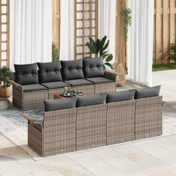 vidaXL Sodo Sofų Rinkinys su saugykla 9 pcs Pilka poliratanas