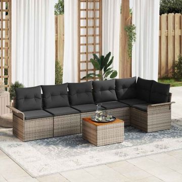vidaXL Sodo Sofų Rinkinys su saugykla 7 pcs Pilka poliratanas