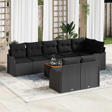 vidaXL Sodo Sofų Rinkinys su saugykla 9 pcs Juoda poliratanas