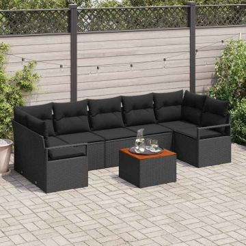 vidaXL Sodo Sofų Rinkinys su saugykla 8 pcs Juoda poliratanas