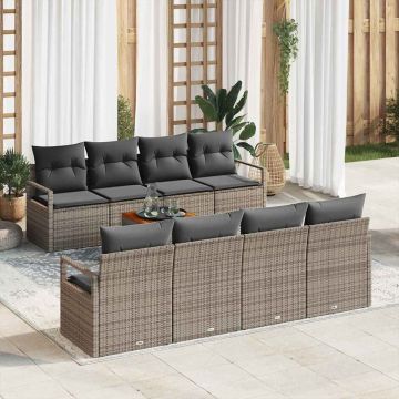 vidaXL Sodo Sofų Rinkinys su saugykla 9 pcs Pilka poliratanas