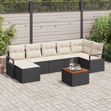 vidaXL Sodo Sofų Rinkinys 8 pcs Juoda ir kreminė poliratanas