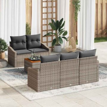 vidaXL Sodo Sofų Rinkinys su saugykla 6 pcs Pilka poliratanas