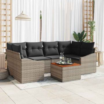 vidaXL Sodo Sofų Rinkinys su saugykla 7 pcs Pilka poliratanas