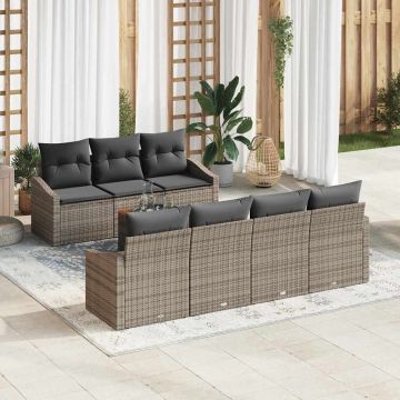 vidaXL Sodo Sofų Rinkinys su saugykla 8 pcs Pilka poliratanas