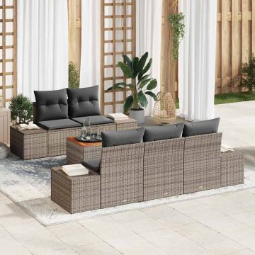 vidaXL Sodo Sofų Rinkinys su saugykla 6 pcs Pilka poliratanas