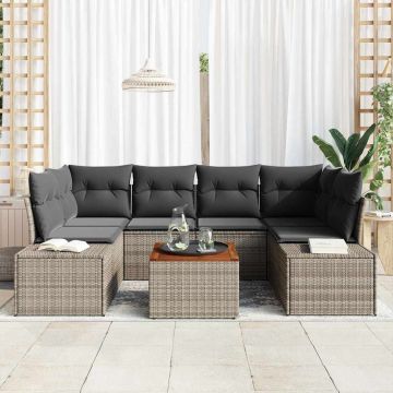 vidaXL Sodo Sofų Rinkinys su saugykla 7 pcs Pilka poliratanas