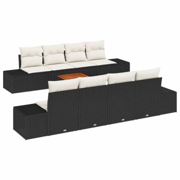 vidaXL Sodo Sofų Rinkinys 9 pcs Juoda ir kreminė poliratanas