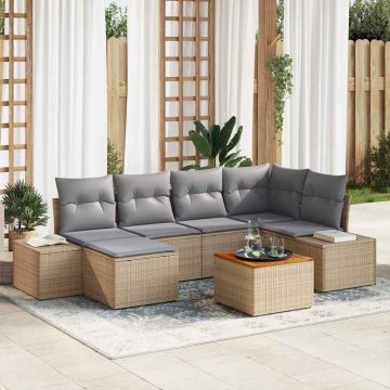 vidaXL Sodo Sofų Rinkinys 7 pcs smėlio ir šviesiai pilkos spalvos