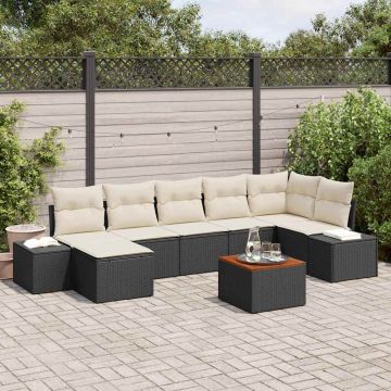vidaXL Sodo Sofų Rinkinys 8 pcs Juoda ir balta