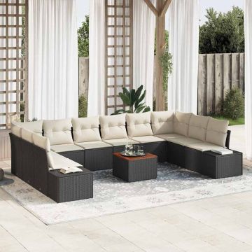 vidaXL Sodo Sofų Rinkinys 11 pcs Juoda ir balta