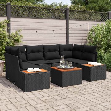 vidaXL Sodo Sofų Rinkinys su pagalve 6 pcs Juoda Poli ratanas