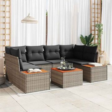 vidaXL Sodo Sofų Rinkinys su pagalve 6 pcs Pilka Poli ratanas