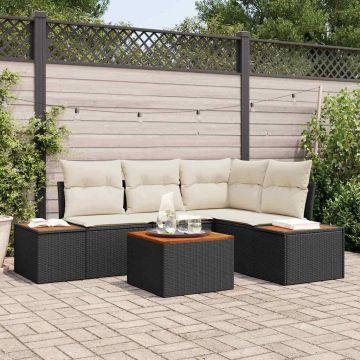 vidaXL Sodo Sofų Rinkinys 4 pcs Juoda ir kreminė Poliratanas
