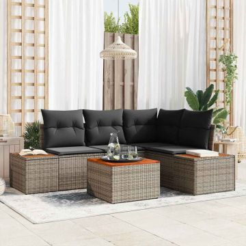 vidaXL Sodo Sofų Rinkinys su pagalve 4 pcs Pilka Poliratanas
