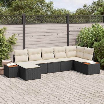 vidaXL Sodo Sofų Rinkinys 8 pcs Juoda ir kreminė Poliratanas