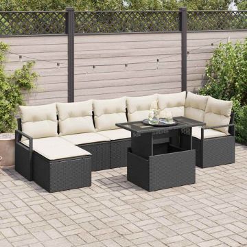 vidaXL Sodo Sofų Rinkinys su saugykla 8 pcs Juoda Poli ratanas