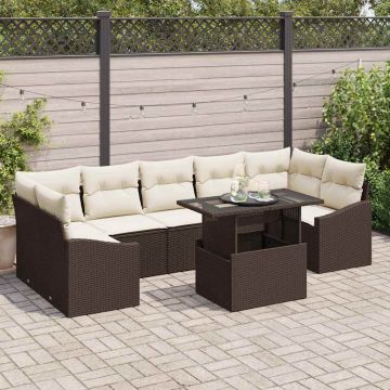 vidaXL Sodo Sofų Rinkinys su saugykla 8 pcs Ruda Poli ratanas