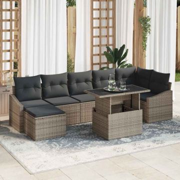vidaXL Sodo Sofų Rinkinys su pagalve su saugykla 8 pcs Pilka