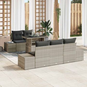 vidaXL Sodo Sofų Rinkinys 6 pcs Šviesiai pilka ir tamsiai pilka