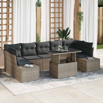 vidaXL Sodo Sofų Rinkinys su pagalve 8 pcs Pilka