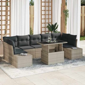 vidaXL Sodo Sofų Rinkinys 8 pcs Šviesiai pilka ir tamsiai pilka