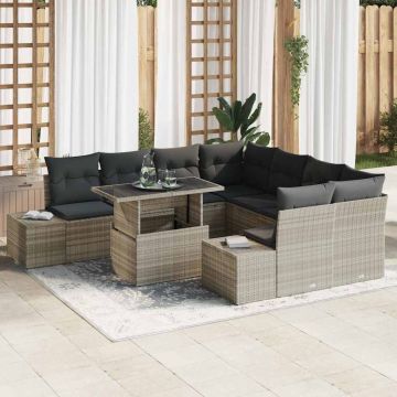 vidaXL Sodo Sofų Rinkinys 9 pcs Šviesiai pilka ir tamsiai pilka