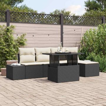 vidaXL Sodo Sofų Rinkinys su saugykla 6 pcs Juoda Poli ratanas
