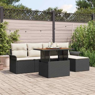 vidaXL Sodo Sofų Rinkinys su saugykla 6 pcs Juoda Poli ratanas
