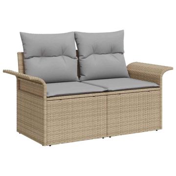vidaXL Sodo Sofų Rinkinys su saugykla 6 pcs Smėlio Poli ratanas