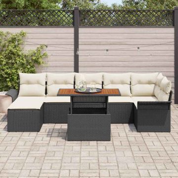 vidaXL Sodo Sofų Rinkinys su saugykla 8 pcs Juoda Poli ratanas
