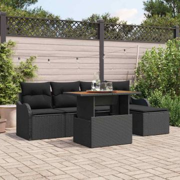 vidaXL Sodo Sofų Rinkinys su saugykla 6 pcs Juoda Poli ratanas