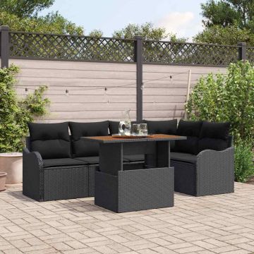 vidaXL Sodo Sofų Rinkinys su saugykla 6 pcs Juoda Poli ratanas