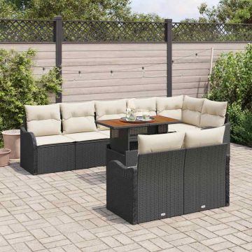vidaXL Sodo Sofų Rinkinys su saugykla 9 pcs Juoda Poli ratanas