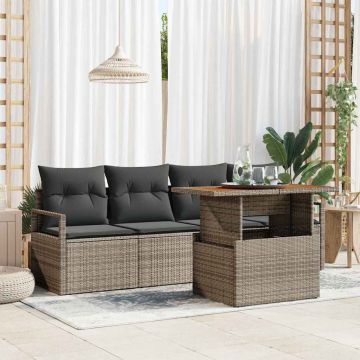 vidaXL Sodo Sofų Rinkinys su saugykla 5 pcs Pilka Poli ratanas