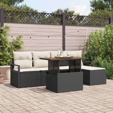 vidaXL Sodo Sofų Rinkinys su saugykla 6 pcs Juoda Poli ratanas
