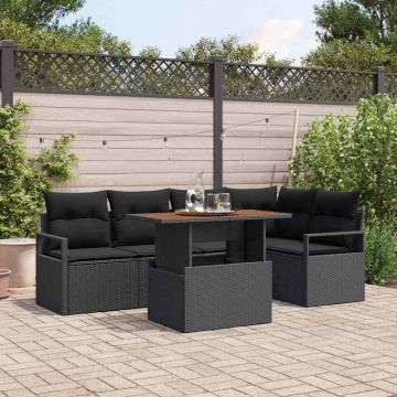 vidaXL Sodo Sofų Rinkinys su saugykla 6 pcs Juoda Poli ratanas