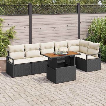 vidaXL Sodo Sofų Rinkinys su saugykla 7 pcs Juoda Poli ratanas