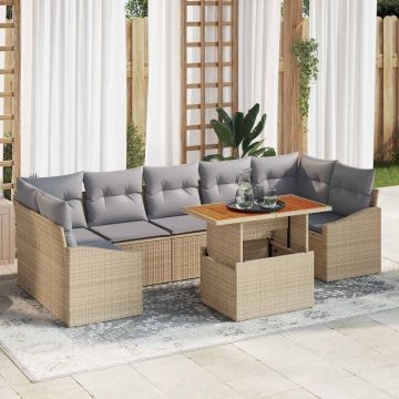 vidaXL Sodo Sofų Rinkinys su pagalve 8 pcs Bežinė ir šviesiai pilka