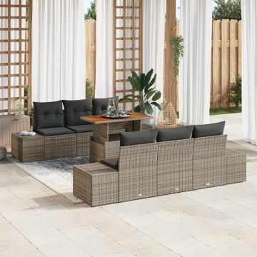 vidaXL Sodo Sofų Rinkinys su saugykla 7 pcs Pilka Poli ratanas