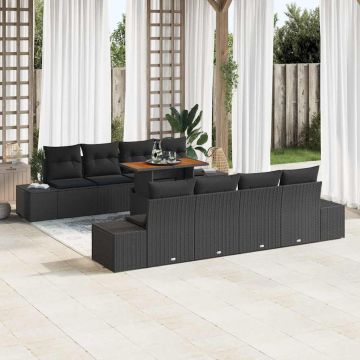 vidaXL Sodo Sofų Rinkinys su saugykla 9 pcs Juoda Poli ratanas