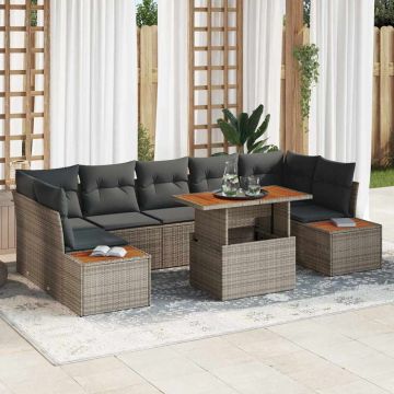 vidaXL Sodo Sofų Rinkinys su saugykla 8 pcs Pilka Poli ratanas