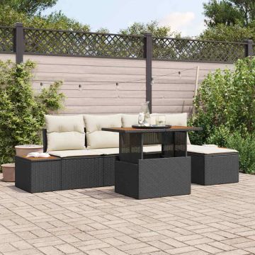vidaXL Sodo Sofų Rinkinys su saugykla 6 pcs Juoda Poli ratanas