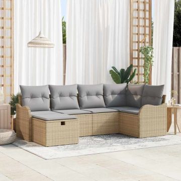 vidaXL Sodo Sofų Rinkinys 6 pcs smėlio ir šviesiai pilkos spalvos