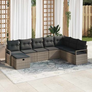 vidaXL Sofos komplektas su pagalve su saugykla 8 pcs Pilka poliratanas