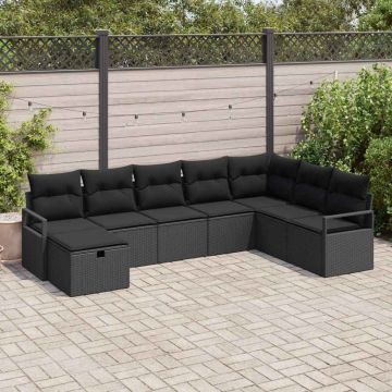 vidaXL Sofos komplektas su pagalve su saugykla 8 pcs Juoda poliratanas