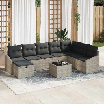 vidaXL Sodo Sofų Rinkinys su pagalve su saugykla 9 pcs poliratanas