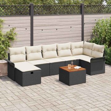 vidaXL Sodo Sofų Rinkinys su pagalve 8 pcs Juoda poliratanas